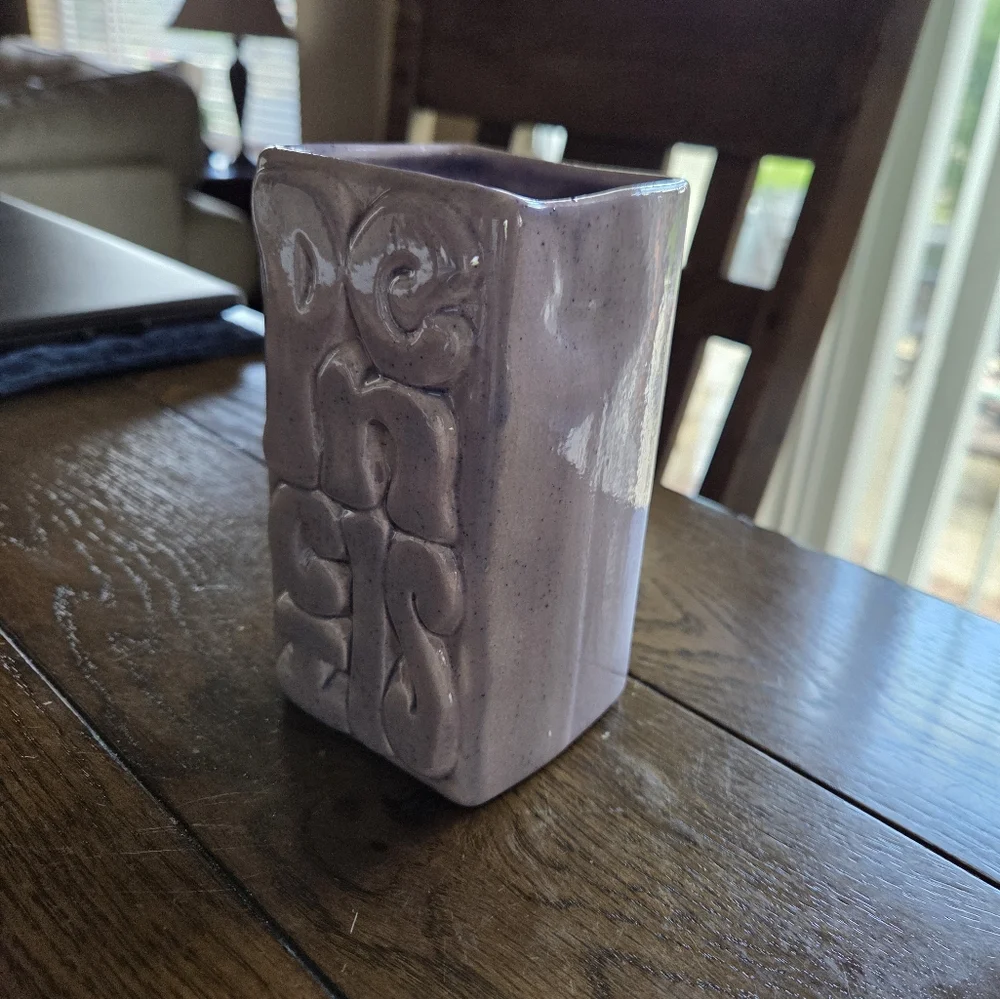 70s Styling Pottery Purple Pen/pencil Holder